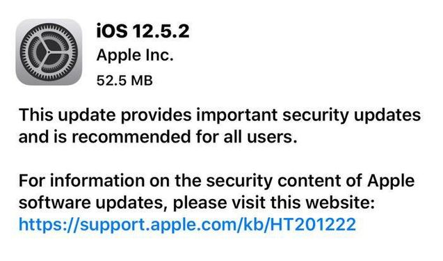 新北苹果手机维修分享iOS12.5.2发布，建议所有老苹果用户安装 